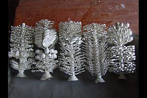 Custom jewelry casting wax trees of brass and sterling silver